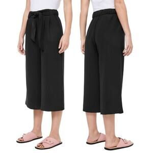 Lululemon Black Tie Waist Wide Leg Noir Crop High Rise Women's Pants Size 8
